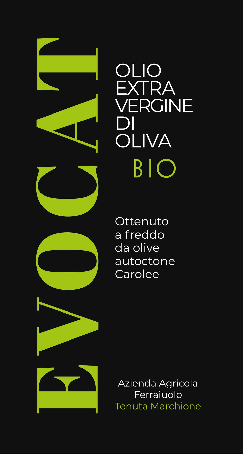 EVOCAT — Etichetta frontale — latta